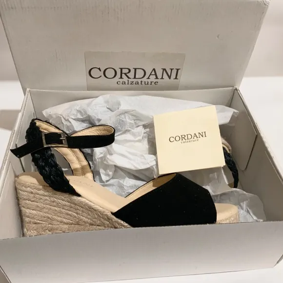Cordani Eva Black Suede Wedge Platform Espadrilles Sandals MADE in SPAIN 39