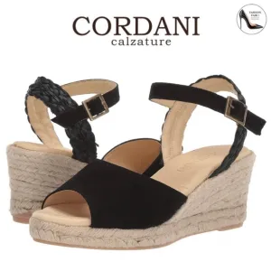 Cordani Eva Black Suede Wedge Platform Espadrilles Sandals MADE in SPAIN 39