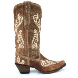 Corral “Cortez Cleff Embroidery” Distressed Western Cowgirl Boot, Sz 7.5…