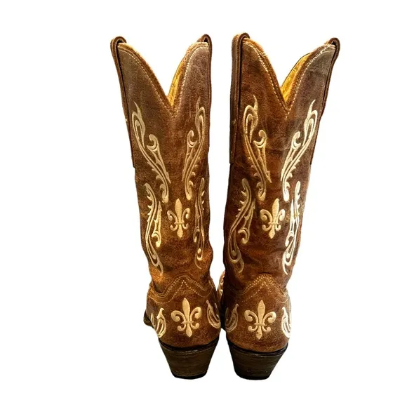 Corral “Cortez Cleff Embroidery” Distressed Western Cowgirl Boot, Sz 7.5…