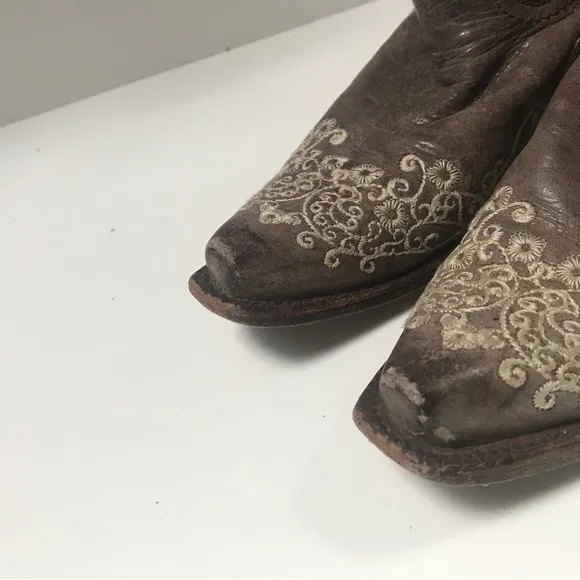 Corral Ladies Brown Crater Bone Embroidery Western Boot (8.5)