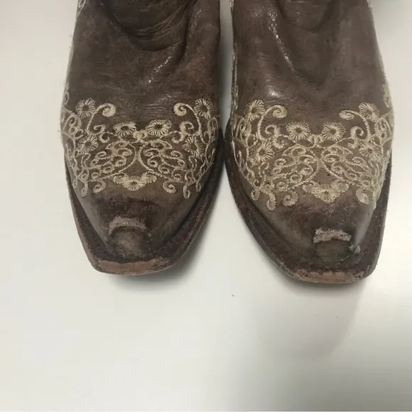 Corral Ladies Brown Crater Bone Embroidery Western Boot (8.5)