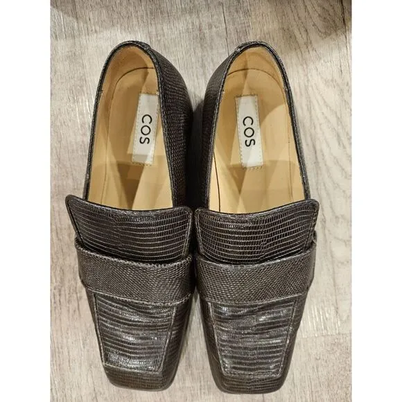 Cos brown‎ Leather slip Loafers US 7 EURO 38