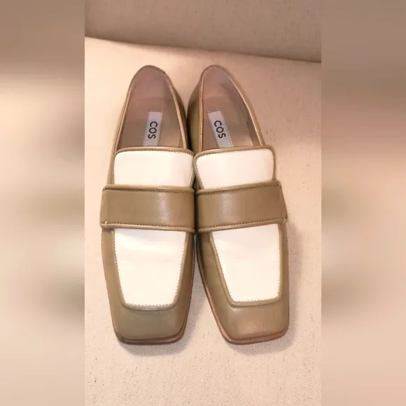 COS Cream Green slipon  Leather Loafers size 39