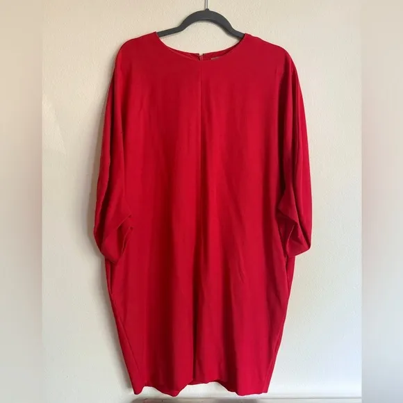 COS Red Draped Shift Dress
