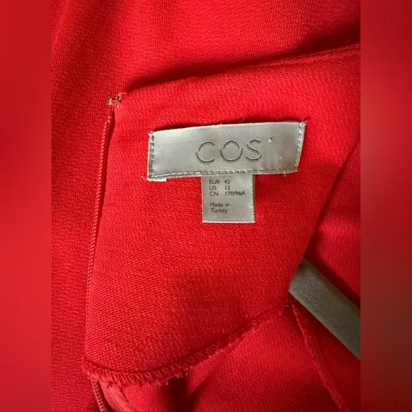 COS Red Draped Shift Dress