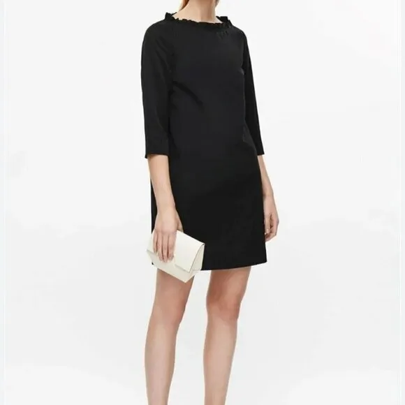 COS Ruffled Swing Black S Mini Dress