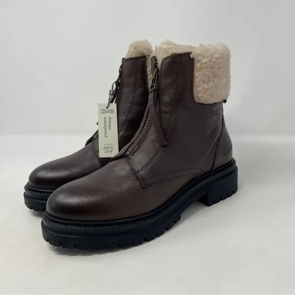 Cougar Vow Waterproof Zip Leather Winter Boots in Dark Brown - NWT
