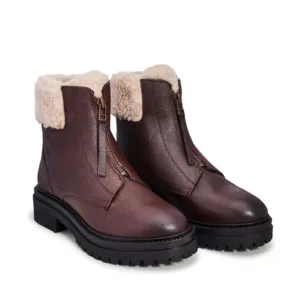 Cougar Vow Waterproof Zip Leather Winter Boots in Dark Brown - NWT