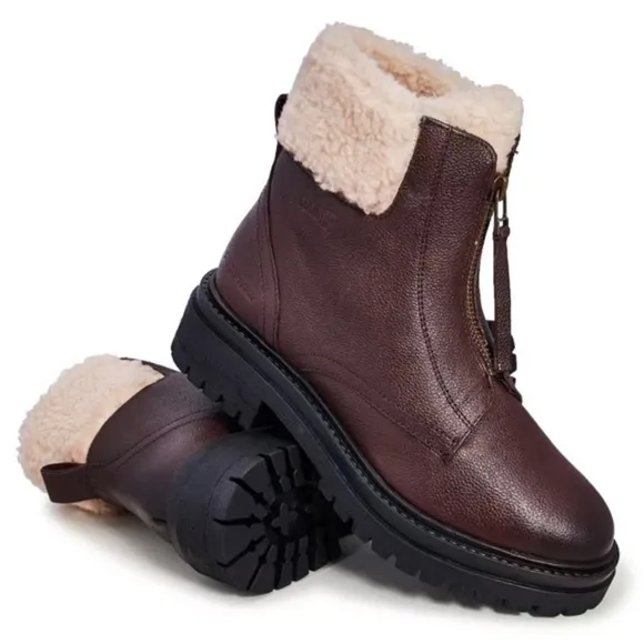 Cougar Vow Waterproof Zip Leather Winter Boots in Dark Brown - NWT