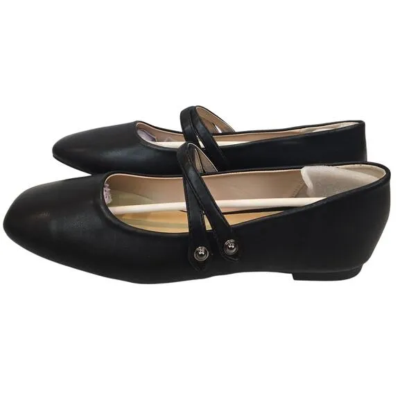 C.Paravano Black Mary Jane Comfort Ballet Flats Square Soft Leather Size 9 New
