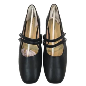 C.Paravano Black Mary Jane Comfort Ballet Flats Square Soft Leather Size 9 New