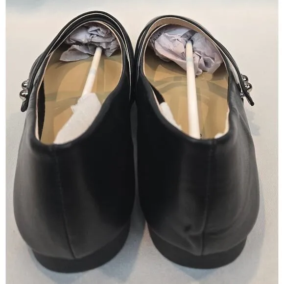 C.Paravano Black Mary Jane Comfort Ballet Flats Square Soft Leather Size 9 New