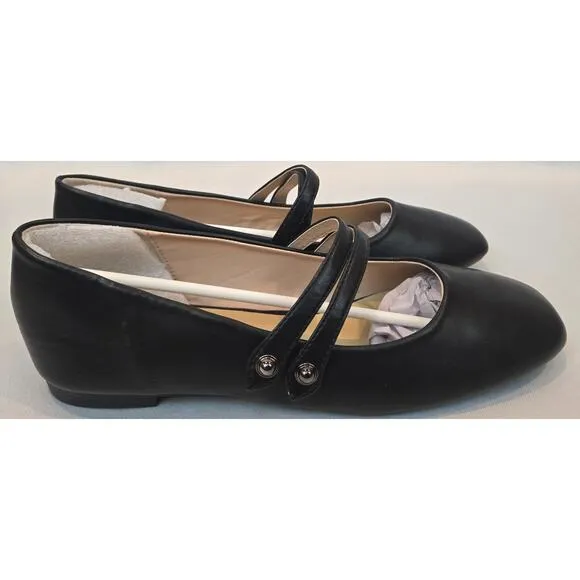 C.Paravano Black Mary Jane Comfort Ballet Flats Square Soft Leather Size 9 New