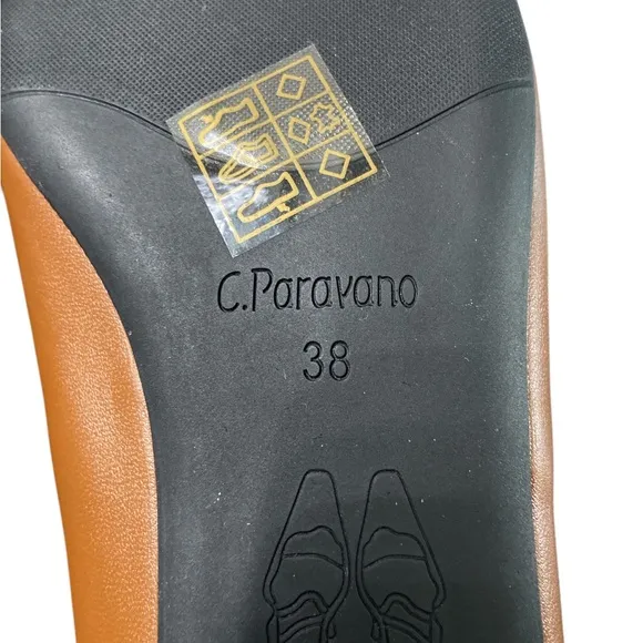 C.Paravano Women's Crystal Buckle Ballet Flats - Pointed Toe Slip 7.5