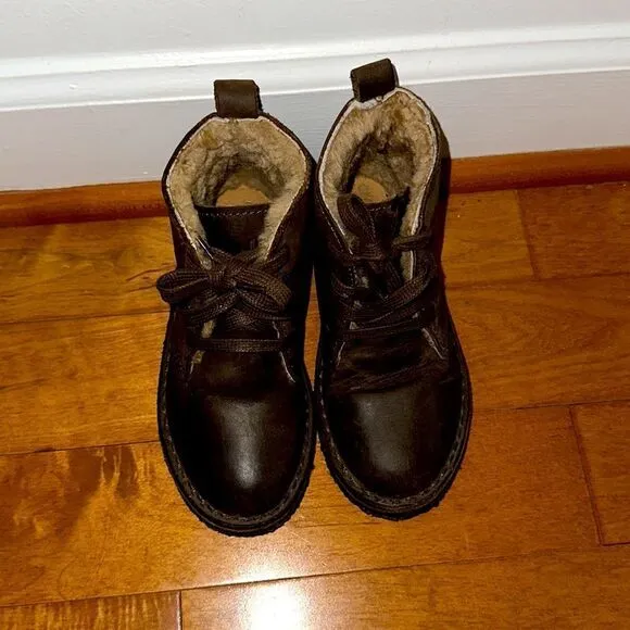 Crewcuts J. Crew Brown Fur Lined Nubuck Chukka Boots Sz 11