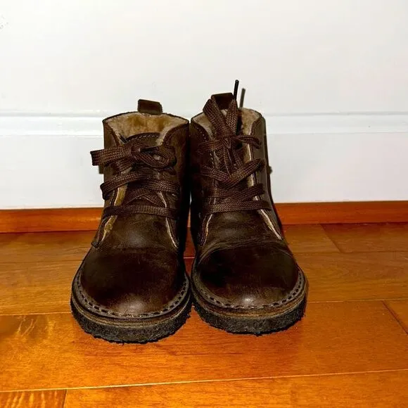 Crewcuts J. Crew Brown Fur Lined Nubuck Chukka Boots Sz 11