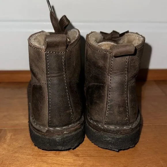 Crewcuts J. Crew Brown Fur Lined Nubuck Chukka Boots Sz 11