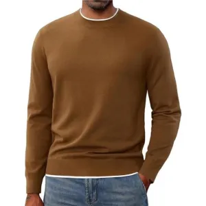 Crewneck Sweater Slim Fit Lightweight Wool Blend Knitted Sweaters For Men