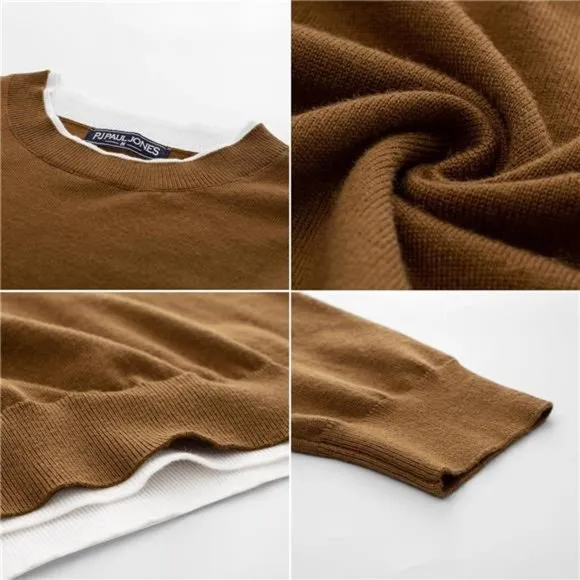 Crewneck Sweater Slim Fit Lightweight Wool Blend Knitted Sweaters For Men