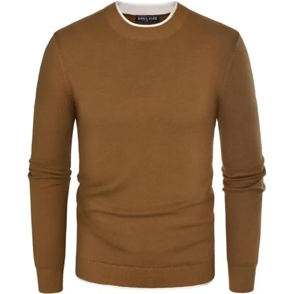 Crewneck Sweater Slim Fit Lightweight Wool Blend Knitted Sweaters For Men
