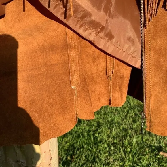 Cripple creek leather suede fringe western jacket leather lacing RTL $395 S VGUC