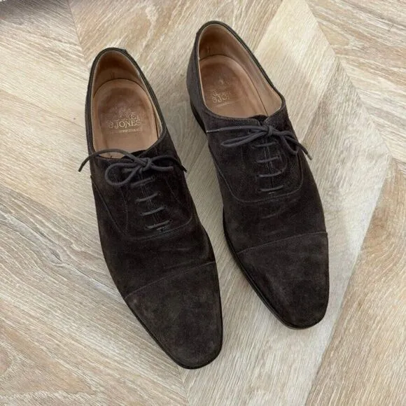 Crockett Jones Mens Brown Suede Hallam Oxford Leather Loafers sz 9 E