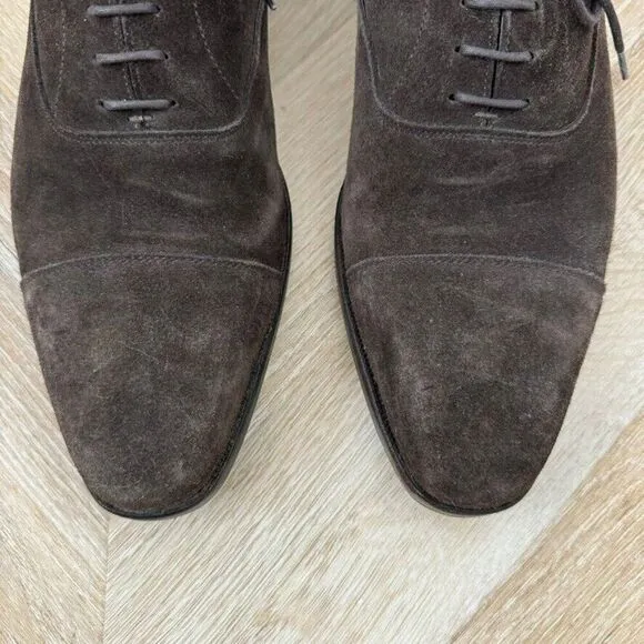 Crockett Jones Mens Brown Suede Hallam Oxford Leather Loafers sz 9 E