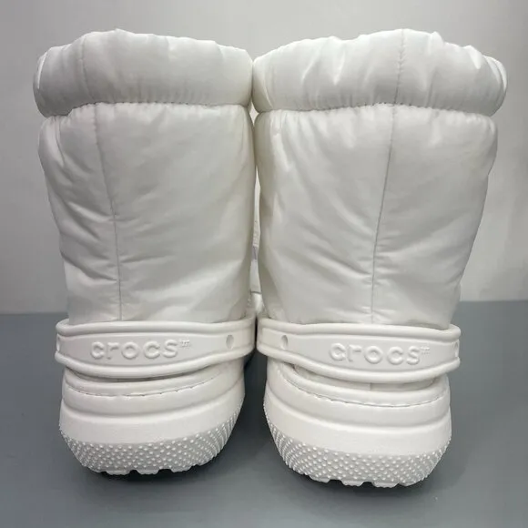 Crocs Classic Lined Neo Puff Boots Faux Fur White Womens 11 Mens 9