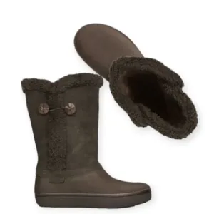 Crocs Modessa Women's Synthetic Suede Button Boots in Brown Size 6 NEW