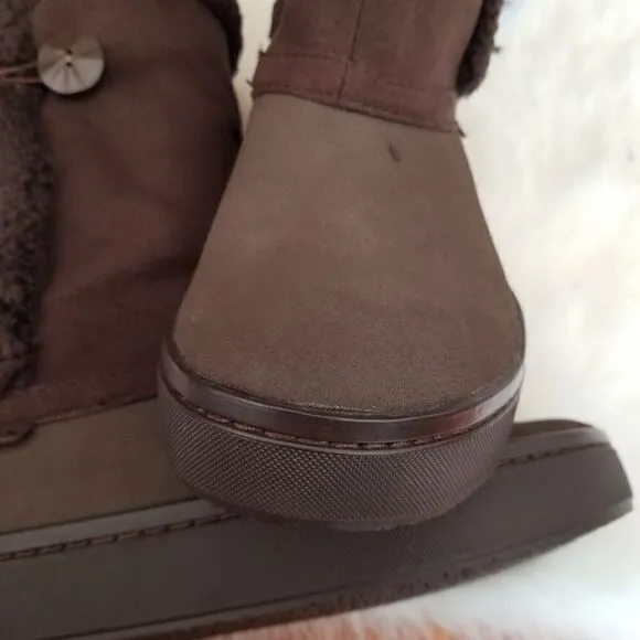 Crocs Modessa Women's Synthetic Suede Button Boots in Brown Size 6 NEW