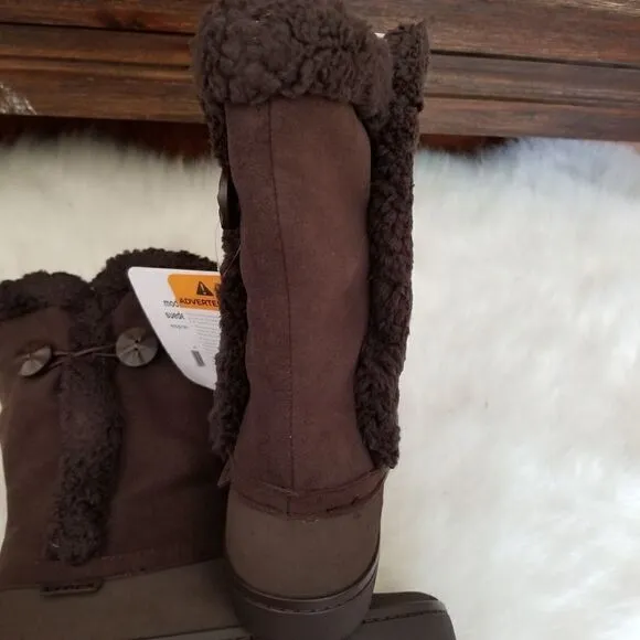 Crocs Modessa Women's Synthetic Suede Button Boots in Brown Size 6 NEW