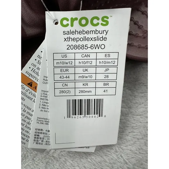 Crocs Salehe Bembury The Pollex Slide Mens 10 Maroon Summer Beach Streetwear