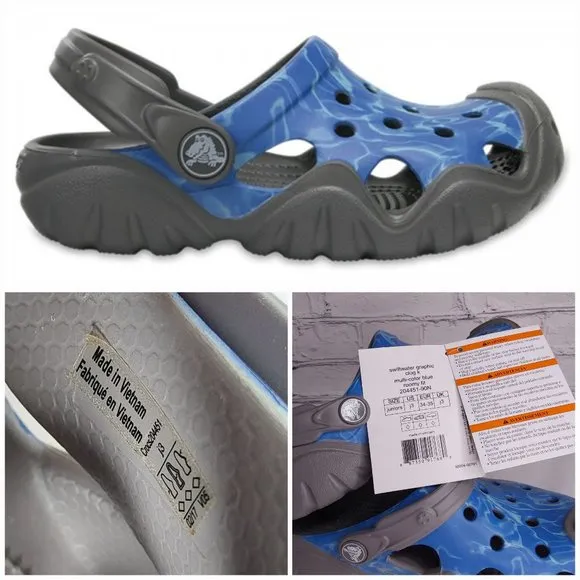 'CROCS' SWIFTWATER GRAPHIC RUGGED CLOG SLIDES