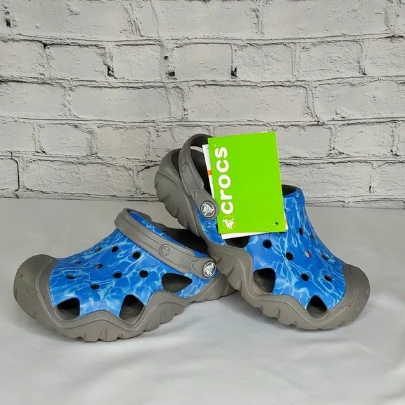 'CROCS' SWIFTWATER GRAPHIC RUGGED CLOG SLIDES