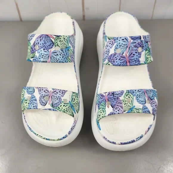 Crocs Classic Comfort Summer Crush Butterfly Platform Slide Sandals in Multi 9