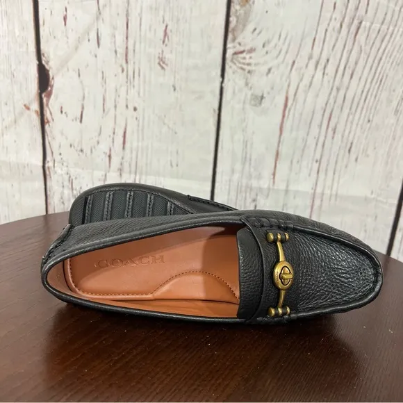 CROSBY DRIVER Black Grainy Leather Loafers Classic &amp; Comfortable size 7 NIB
