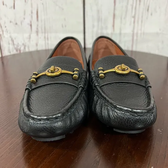 CROSBY DRIVER Black Grainy Leather Loafers Classic &amp; Comfortable size 7 NIB