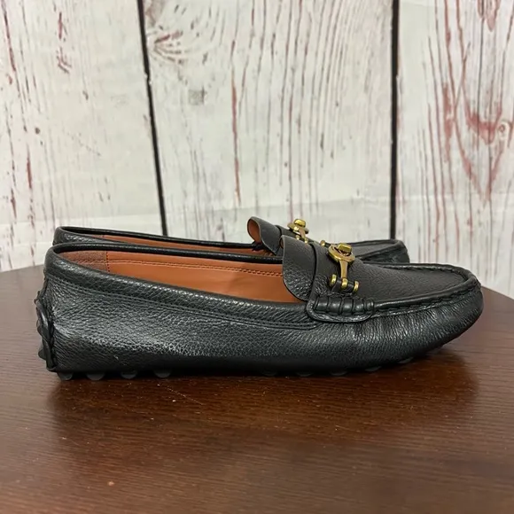 CROSBY DRIVER Black Grainy Leather Loafers Classic &amp; Comfortable size 7 NIB