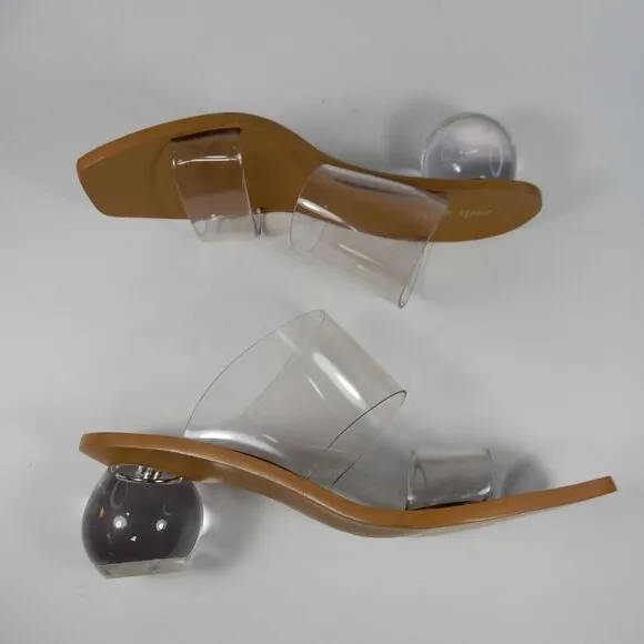 CULT GAIA Jila Transparent Heeled Slide Sandal 35 5 Clear Brown Leather NEW $398