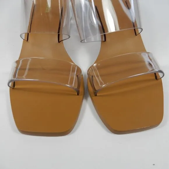 CULT GAIA Jila Transparent Heeled Slide Sandal 35 5 Clear Brown Leather NEW $398