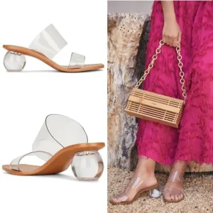 CULT GAIA Jila Transparent Heeled Slide Sandal 35 5 Clear Brown Leather NEW $398