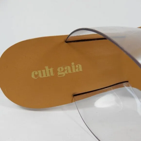 CULT GAIA Jila Transparent Heeled Slide Sandal 35 5 Clear Brown Leather NEW $398