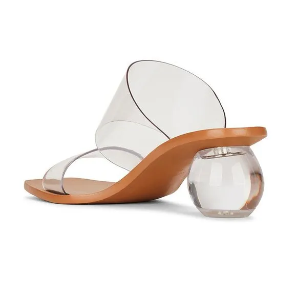 CULT GAIA Jila Transparent Heeled Slide Sandal 35 5 Clear Brown Leather NEW $398