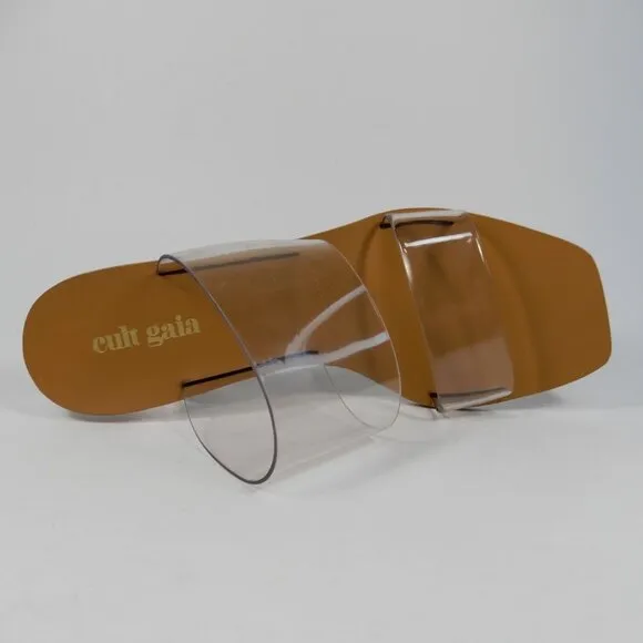 CULT GAIA Jila Transparent Heeled Slide Sandal 35 5 Clear Brown Leather NEW $398