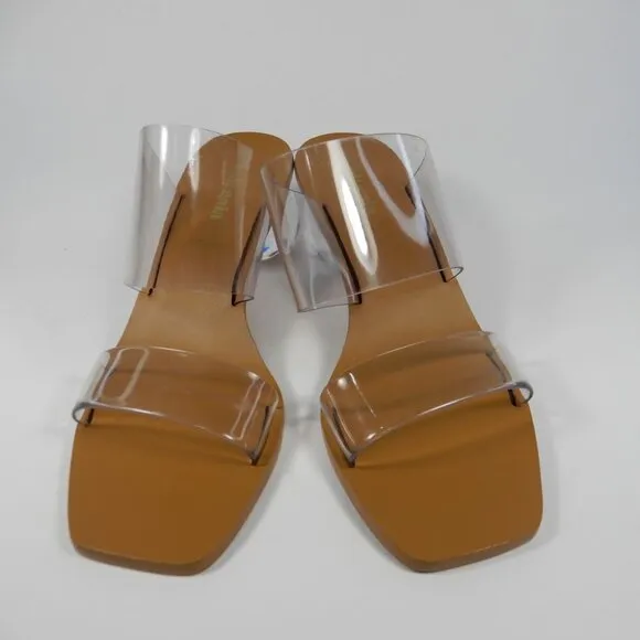 CULT GAIA Jila Transparent Heeled Slide Sandal 35 5 Clear Brown Leather NEW $398