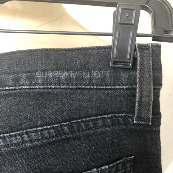 Current/Elliott The Fling Black Tattered Distressed Slim Boyfriend Jeans EUC 23