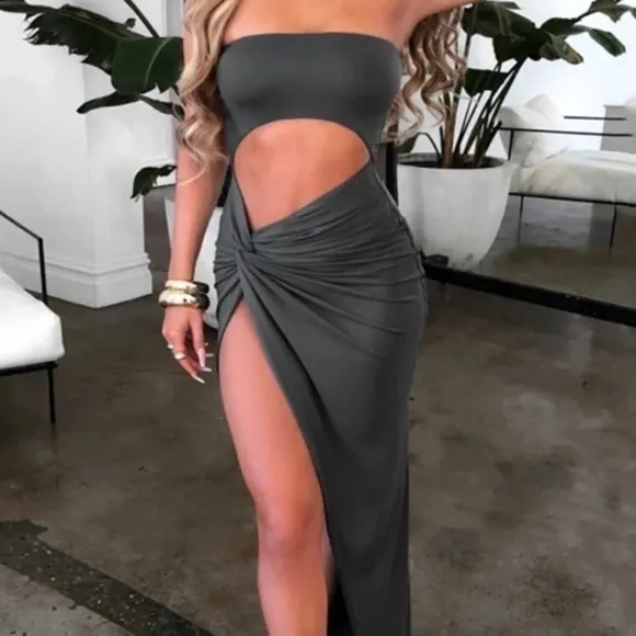 Cut Out Maxi Dress Strapless NWT