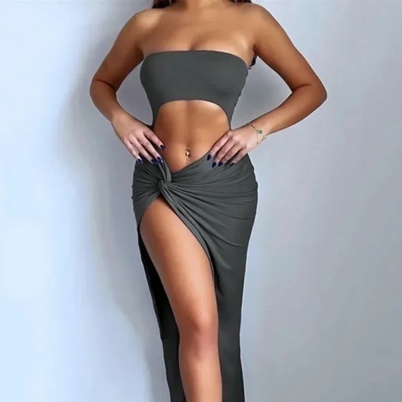 Cut Out Maxi Dress Strapless NWT