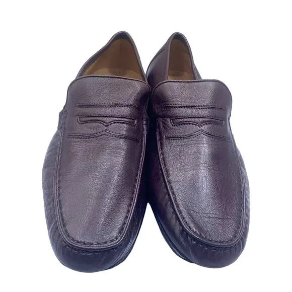 Da Vinci Men's Brown Leather Penny Loafers Size US 11 EUR 45 Slip On Comfort